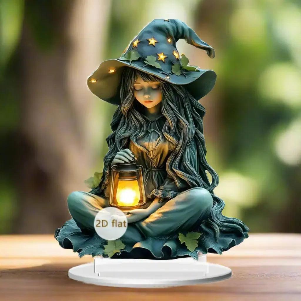 Pumpkin Witch Table Ornament Halloween Decoration - 2D Flat Acrylic Sp