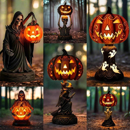 Halloween Pumpkin Night Light - Gothic Skeleton Ghost Witch LED Lamp Home Decor