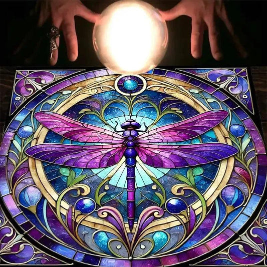 Purple Astrology Dragonfly Witchy Altar Cloth Witchcraft Tarot Tablecloth for Reading Divination-MoonChildWorld