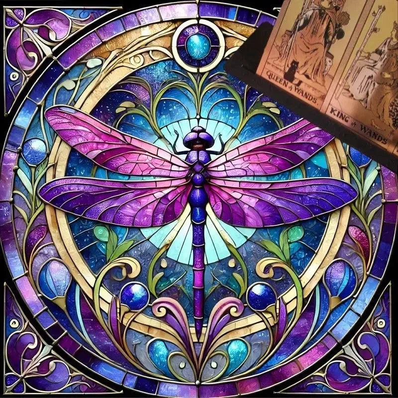 Purple Astrology Dragonfly Witchy Altar Cloth Witchcraft Tarot Tablecloth for Reading Divination-MoonChildWorld