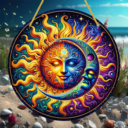 Sun Moon Goddess Suncatcher Celestial Acrylic Sign Sun Moon Window Hanging-MoonChildWorld