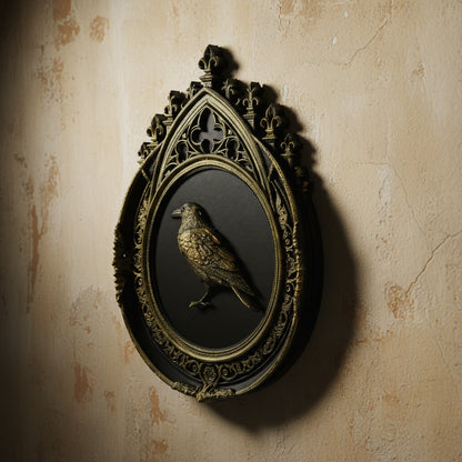 Raven Embossed Resin Wall Plaque Gothic Vintage Wall Decor-MoonChildWorld