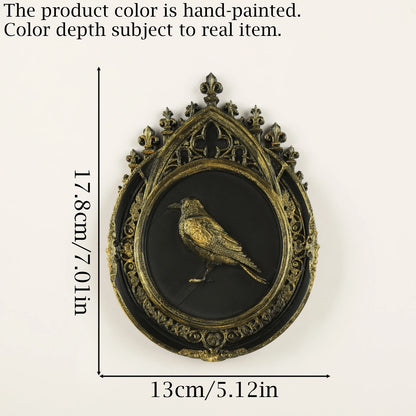 Raven Embossed Resin Wall Plaque Gothic Vintage Wall Decor-MoonChildWorld