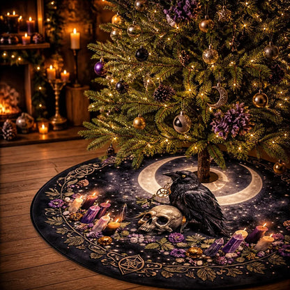 Raven Moon Yule Tree Skirt – Pagan Witch Gothic Decor_mockup_2.webp
