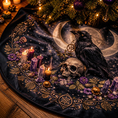 Raven Moon Yule Tree Skirt – Pagan Witch Gothic Decor_mockup_3.webp