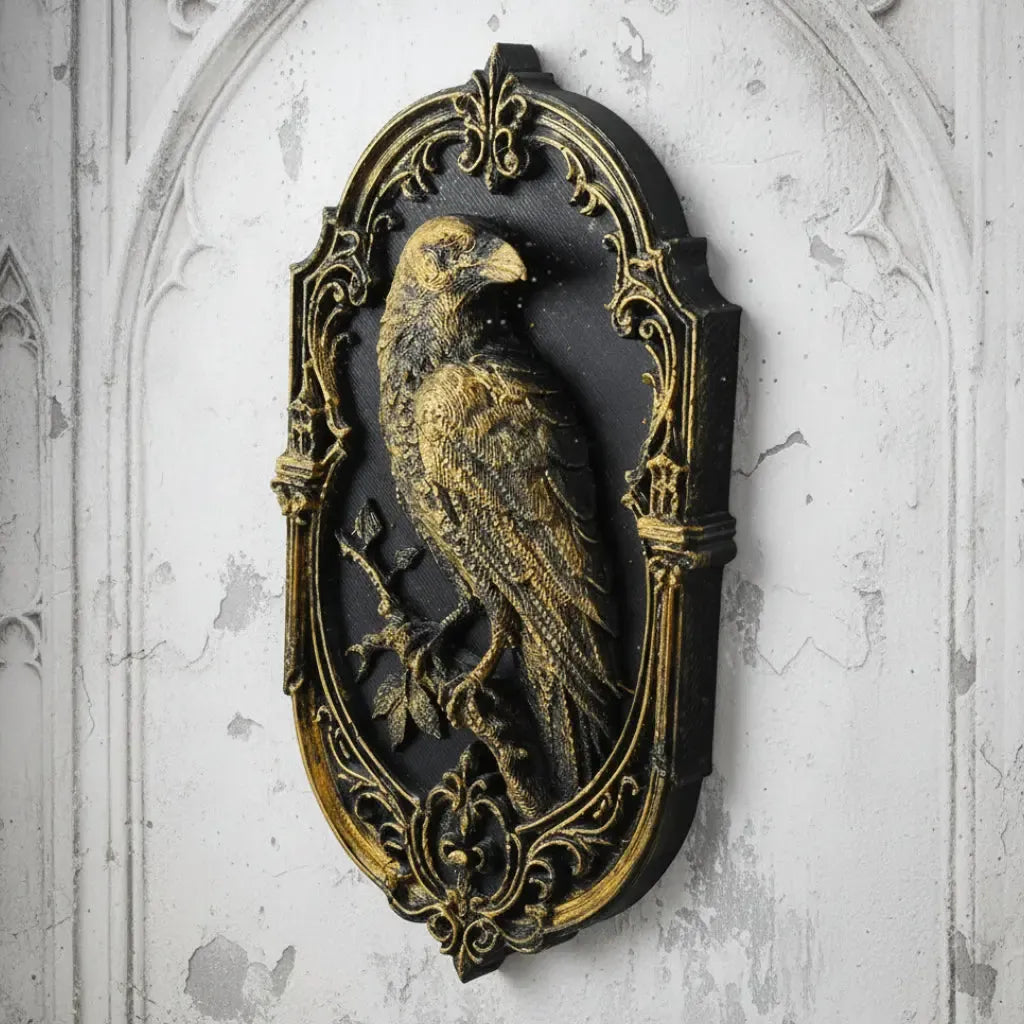 Raven wall art – baroque carved detail
