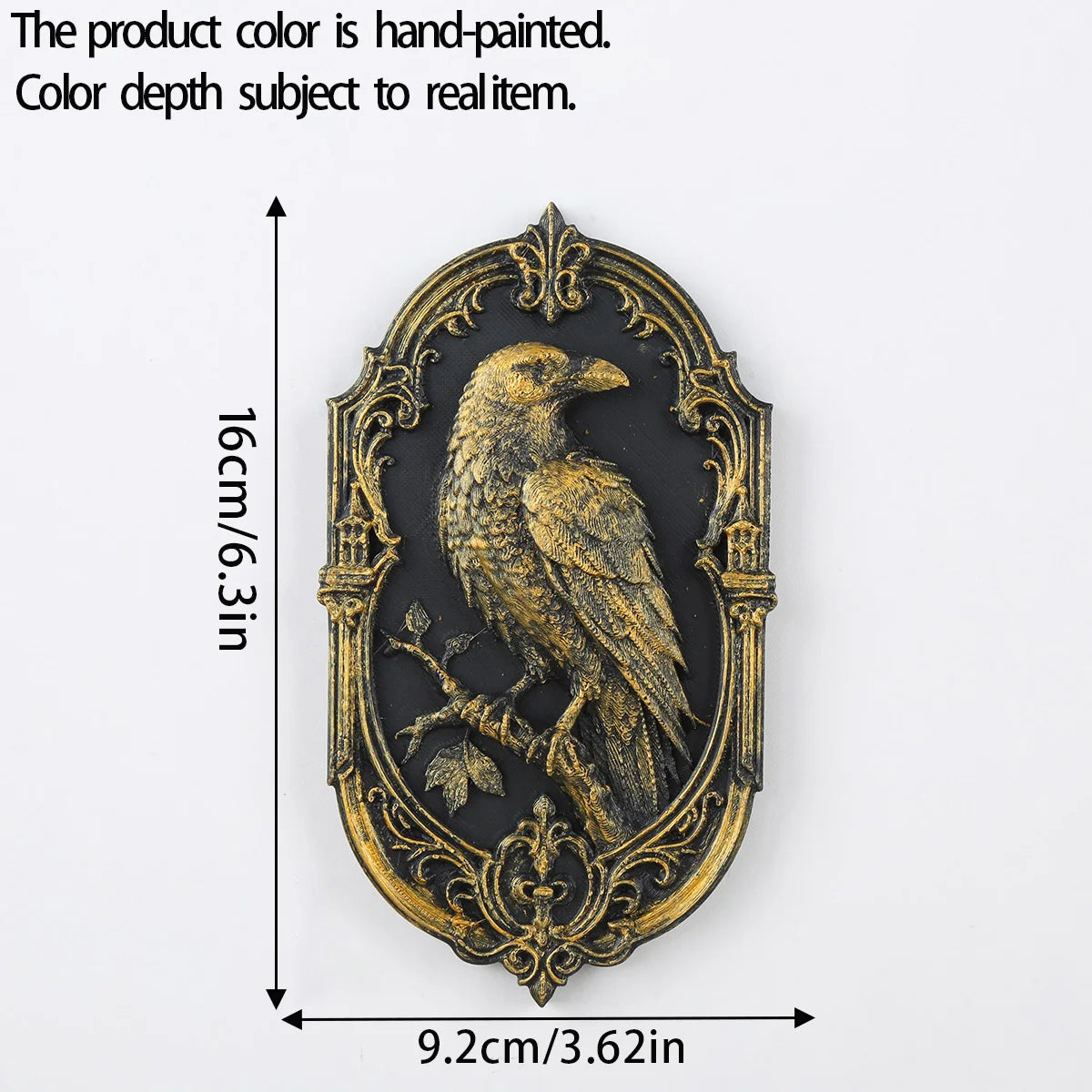 Crow relief plaque – witchy gothic home decor styled on wall