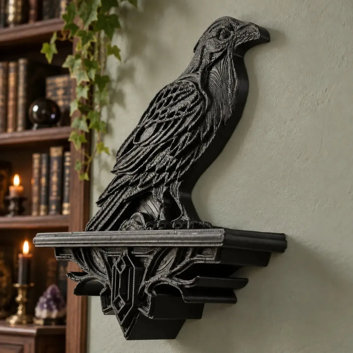 Raven wall shelf side view showing display platform depth