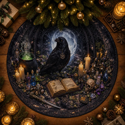 Raven Yule Tree Skirt – Wicca Witchy Gothic Decor_mockup_1.webp