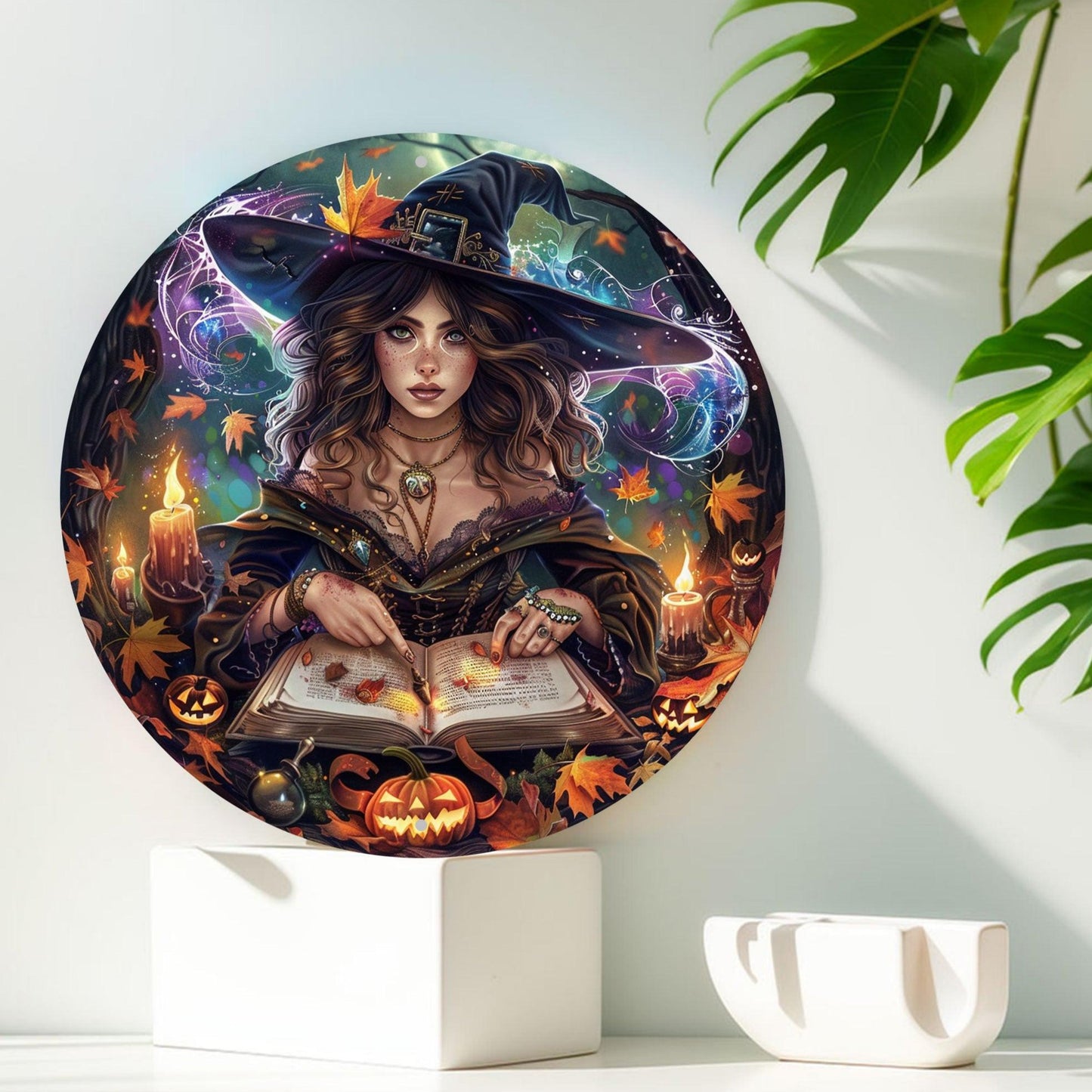 Reading Witch Wall Art Witchcraft Metal Sign For Halloween Witchy Wall Decor-MoonChildWorld