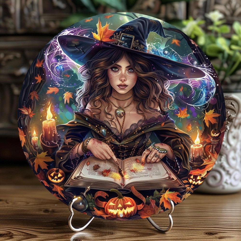 Reading Witch Wall Art Witchcraft Metal Sign For Halloween Witchy Wall Decor-MoonChildWorld