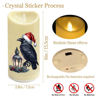 Black Raven Witchy Crow Gothic Christmas Flameless LED Candle-MoonChildWorld