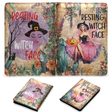 Resting Witch Face Vintage Halloween Leather Notebook A5-MoonChildWorld