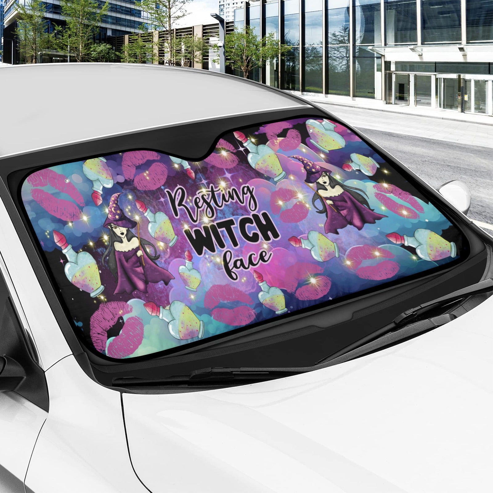 Resting witch face Car Sun Shade-MoonChildWorld