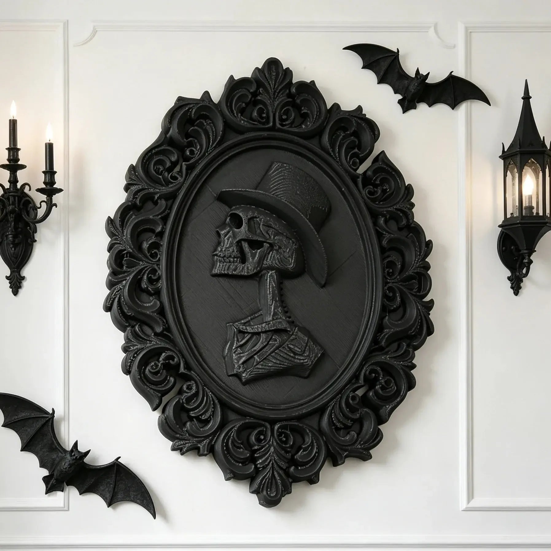Retro Carved Gentleman Skull Wall Decorative Frame For Halloween Wall Decoration-MoonChildWorld