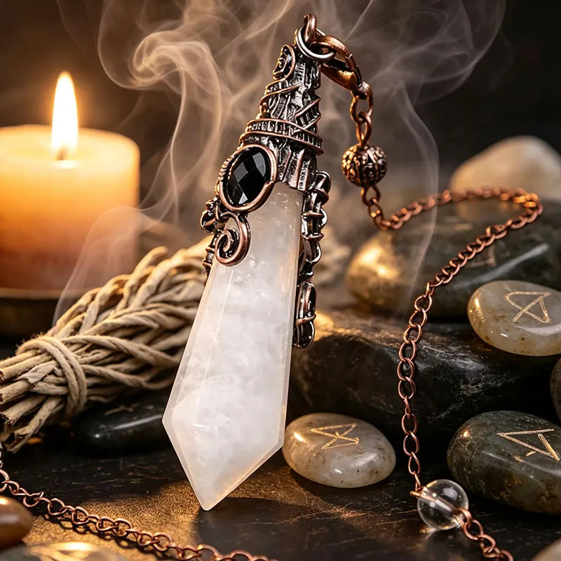 Retro Crystal Pendulum Large Natural Stone Divination Pendant-MoonChildWorld