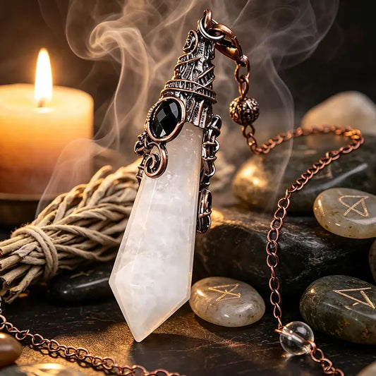 Retro Crystal Pendulum Large Natural Stone Divination Pendant-MoonChildWorld