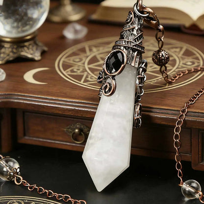 Retro Crystal Pendulum Large Natural Stone Divination Pendant-MoonChildWorld
