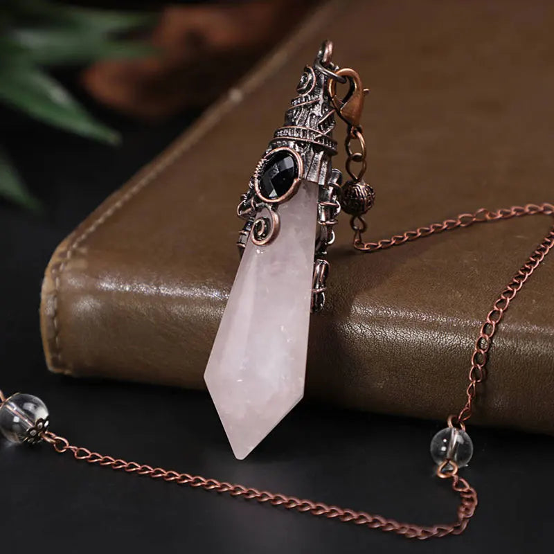 Retro Crystal Pendulum Large Natural Stone Divination Pendant-MoonChildWorld