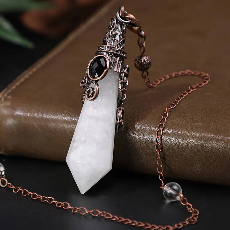 Retro Crystal Pendulum Large Natural Stone Divination Pendant-MoonChildWorld