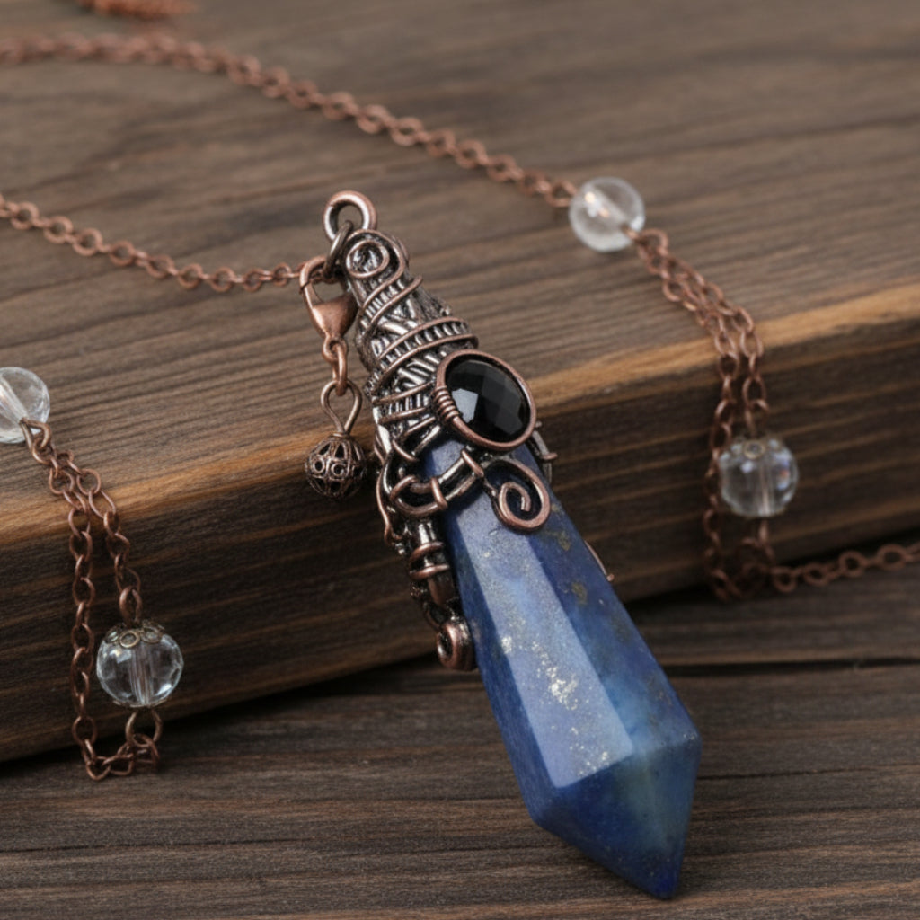 Retro Crystal Pendulum Large Natural Stone Divination Pendant-MoonChildWorld