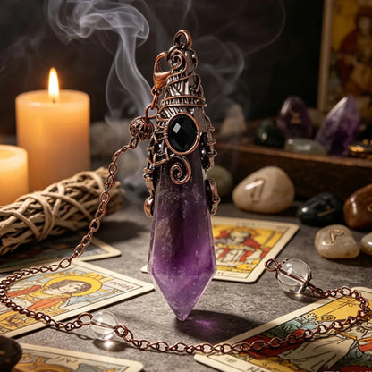 Retro Crystal Pendulum Large Natural Stone Divination Pendant-MoonChildWorld