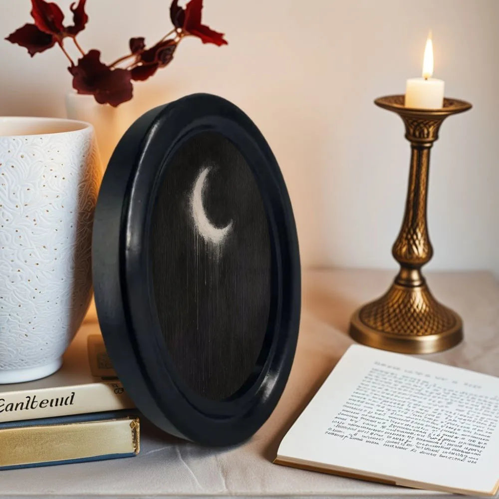 Retro Dark Crescent Moon Wall Decoration – styled on wall
