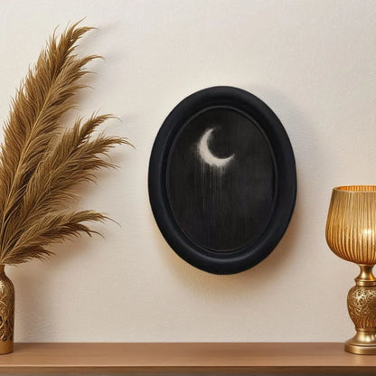 Retro Dark Crescent Moon Wall Decoration – styled on wall