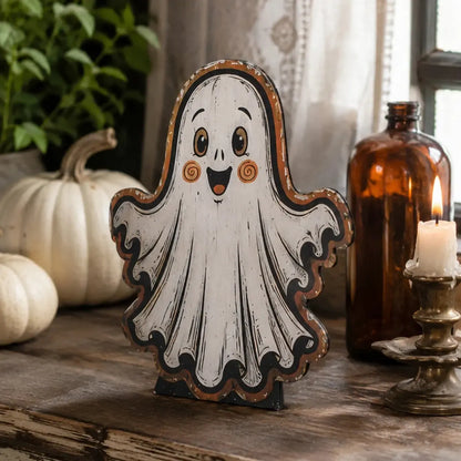 Retro Halloween Table Sign, Ghost Bat Moon Haunted House Decor, product view 11 of 19