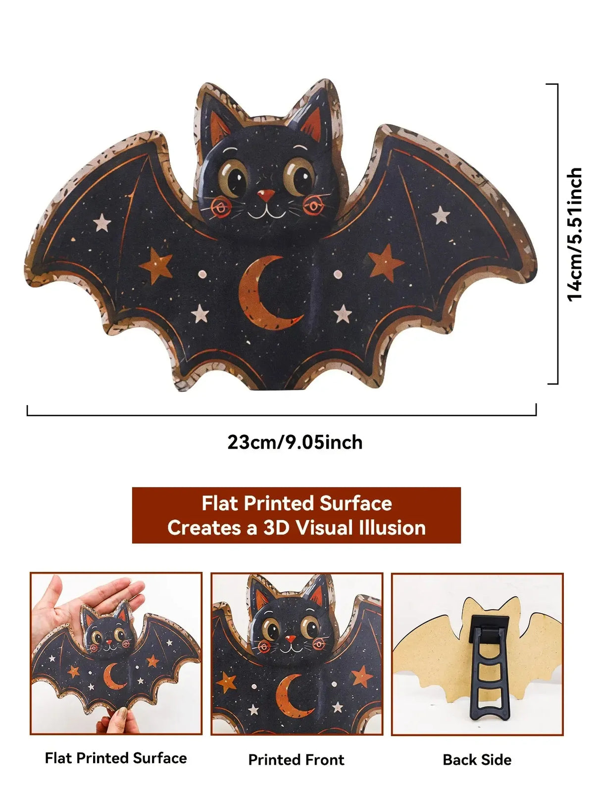 Retro Halloween Table Sign, Ghost Bat Moon Haunted House Decor, product view 15 of 19