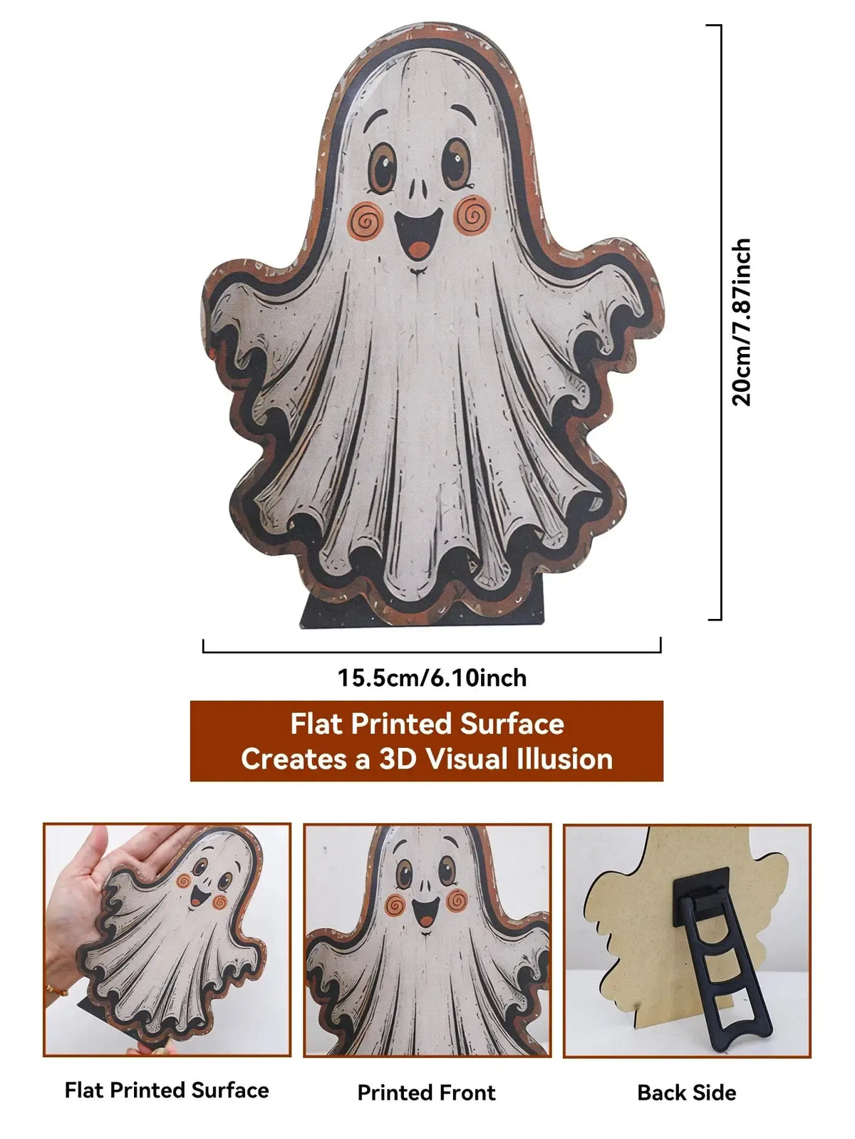 Retro Halloween Table Sign, Ghost Bat Moon Haunted House Decor, product view 16 of 19