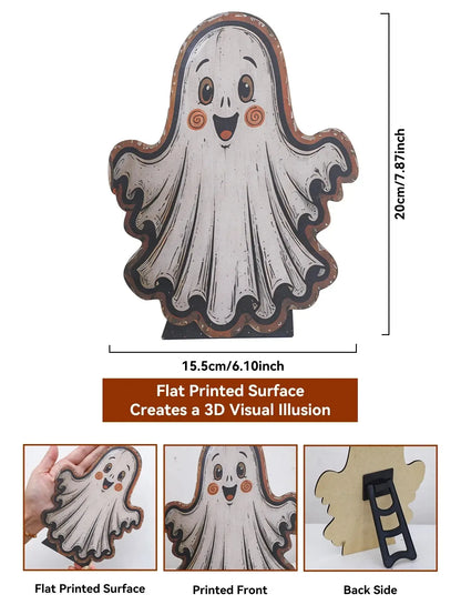 Retro Halloween Table Sign, Ghost Bat Moon Haunted House Decor, product view 16 of 19