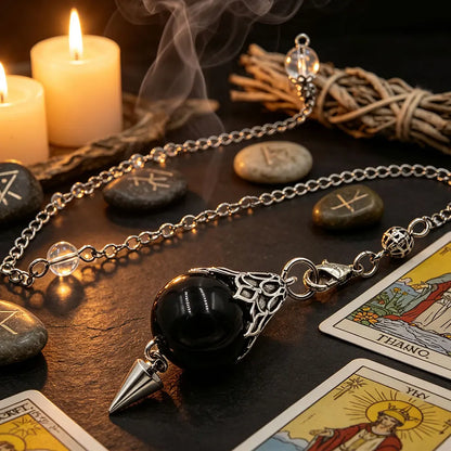 Retro Natural Gemstone Crystal Pendulum for Healing Divination-MoonChildWorld