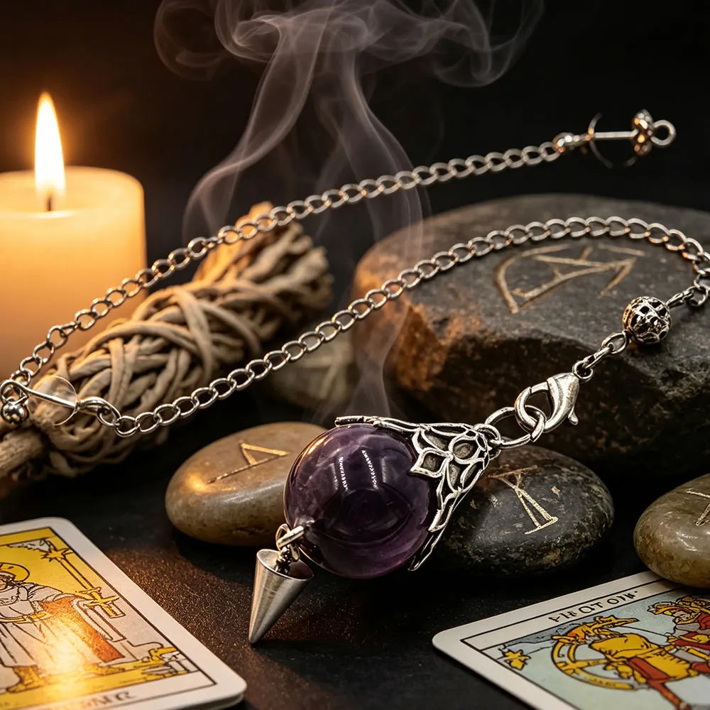 Retro Natural Gemstone Crystal Pendulum for Healing Divination-MoonChildWorld