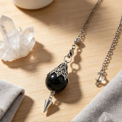 Retro Natural Gemstone Crystal Pendulum for Healing Divination-MoonChildWorld