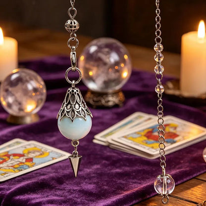 Retro Natural Gemstone Crystal Pendulum for Healing Divination-MoonChildWorld