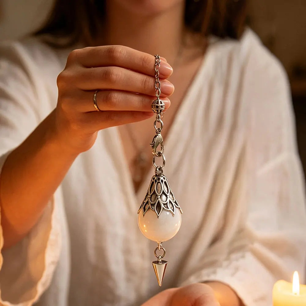 Retro Natural Gemstone Crystal Pendulum for Healing Divination-MoonChildWorld