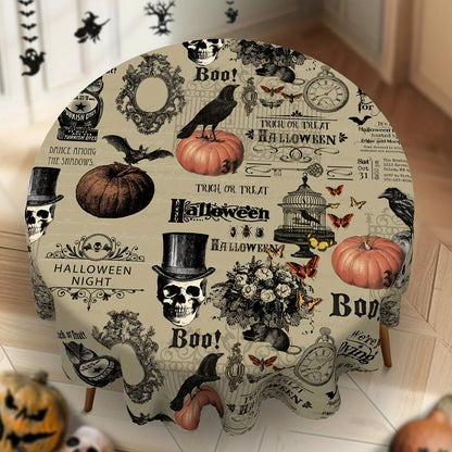 Retro Skull Spider Halloween Tablecloth Gothic Table Decor-MoonChildWorld
