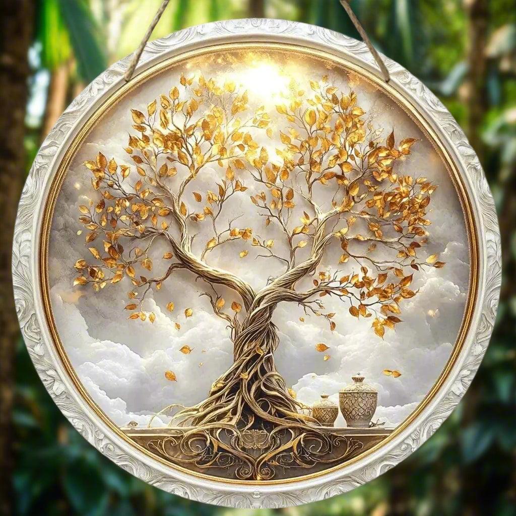 Retro Tree of Life Wooden Sign Pagan Hanging Sign Home Decor-MoonChildWorld