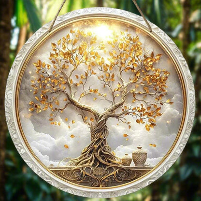 Retro Tree of Life Wooden Sign Pagan Hanging Sign Home Decor-MoonChildWorld