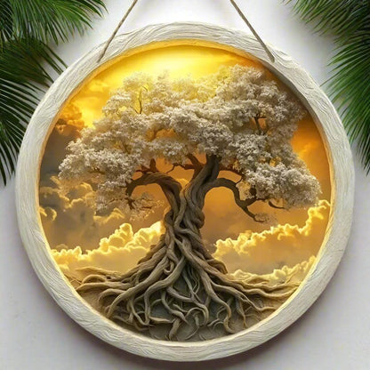 Retro Tree of Life Wooden Sign Pagan Hanging Sign Home Decor-MoonChildWorld