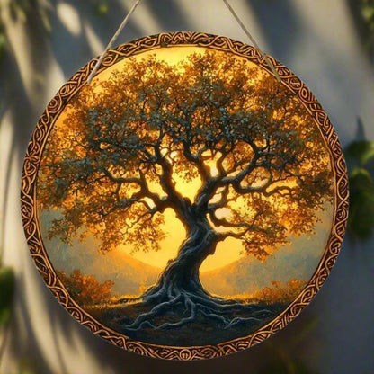 Retro Tree of Life Wooden Sign Pagan Hanging Sign Home Decor-MoonChildWorld