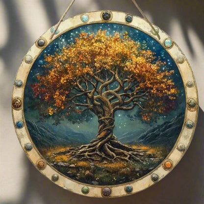 Retro Tree of Life Wooden Sign Pagan Hanging Sign Home Decor-MoonChildWorld