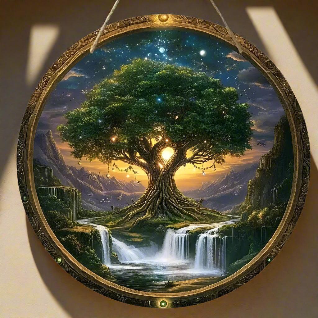 Retro Tree of Life Wooden Sign Pagan Hanging Sign Home Decor-MoonChildWorld