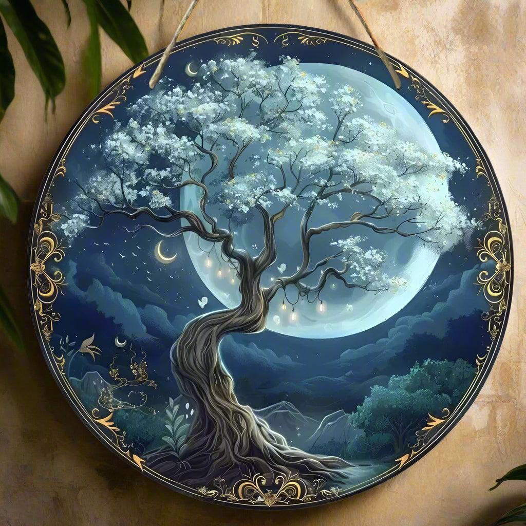 Retro Tree of Life Wooden Sign Pagan Hanging Sign Home Decor-MoonChildWorld