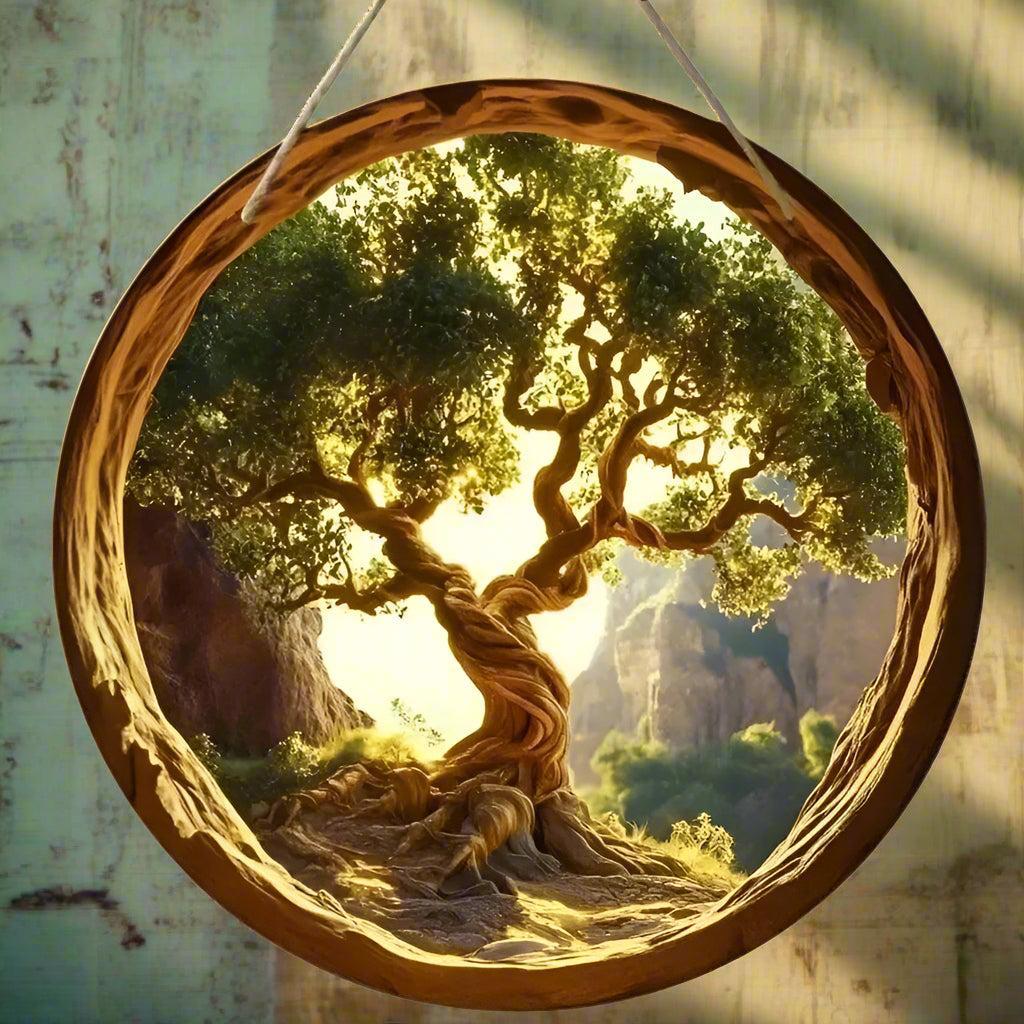 Retro Tree of Life Wooden Sign Pagan Hanging Sign Home Decor-MoonChildWorld