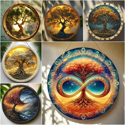 Retro Tree of Life Wooden Sign Pagan Hanging Sign Home Decor-MoonChildWorld