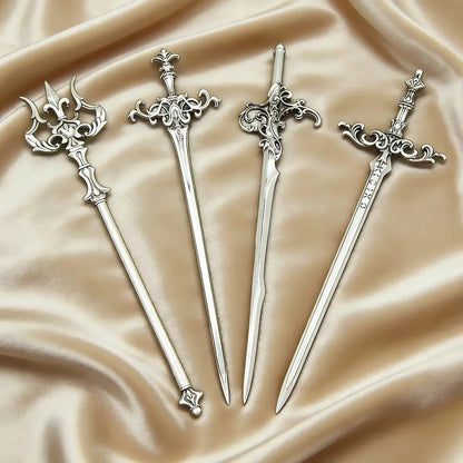 Retro Viking Trident Simulation Sword Hairpin Set Pagan Viking Hair Accessories-MoonChildWorld