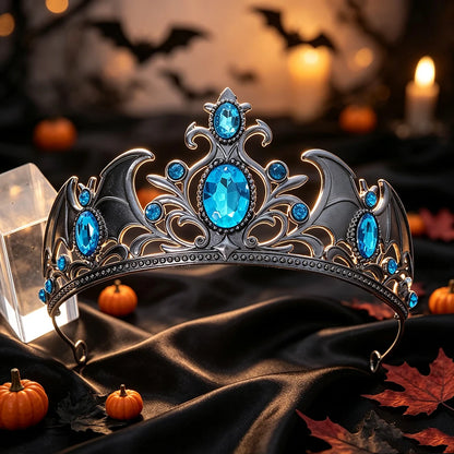 Rhinestone Gothic Tiara Crown Vintage Metal Witch Headband-MoonChildWorld