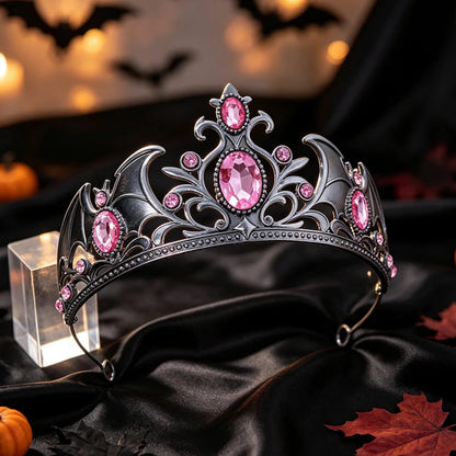 Rhinestone Gothic Tiara Crown Vintage Metal Witch Headband-MoonChildWorld